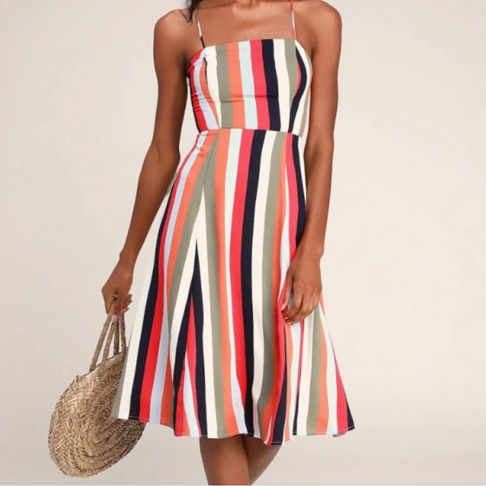 Striped Multicolor Midi Dress